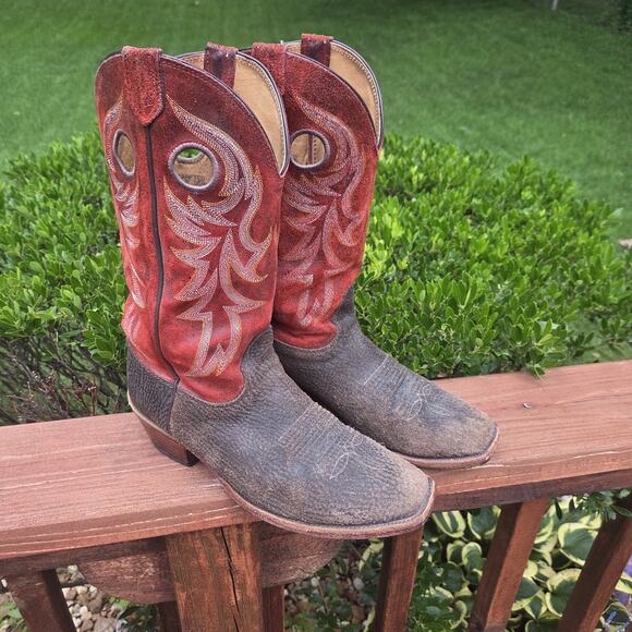 Nocona Red Dirt Country Concert Cowboy Boots USA Made Roughout Leather 9D main image 6